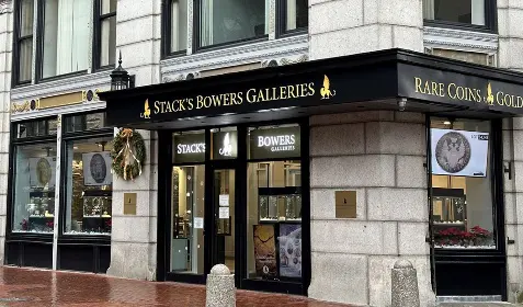 Storefront of Stack's Bowers Galleries, coin shop.