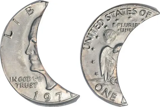 Crescent-shaped half dollar coin, 1971 design.