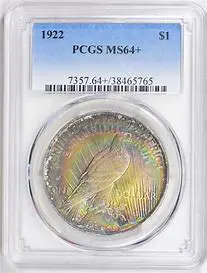 Graded 1922 coin in protective case.