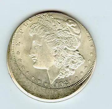 1921 silver coin with woman's profile.