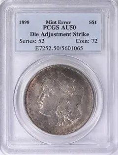 1898 coin with mint error certification.