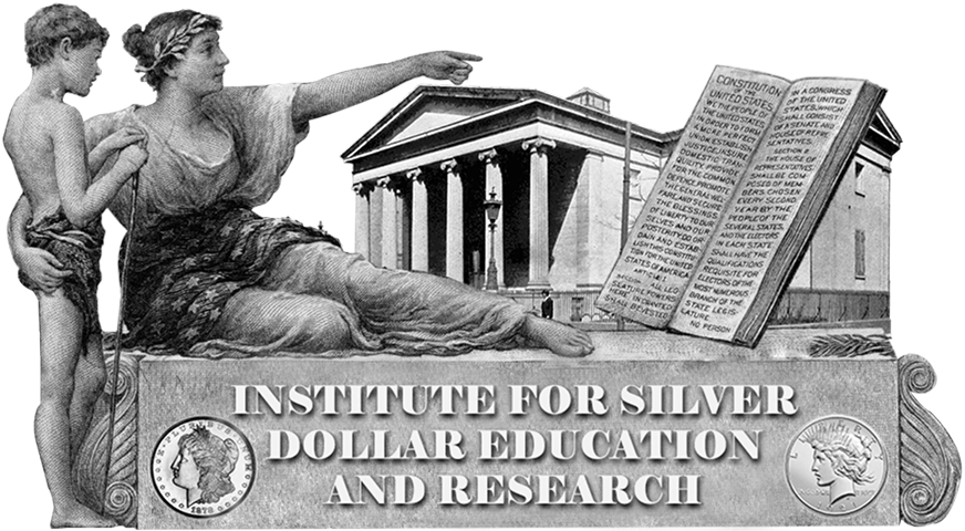 Classical figures with book and building illustration.