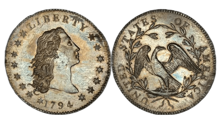 1794 Liberty Cap large cent coin with detailed profile and wreath design.