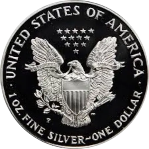 Silver coin with an eagle and shield design.