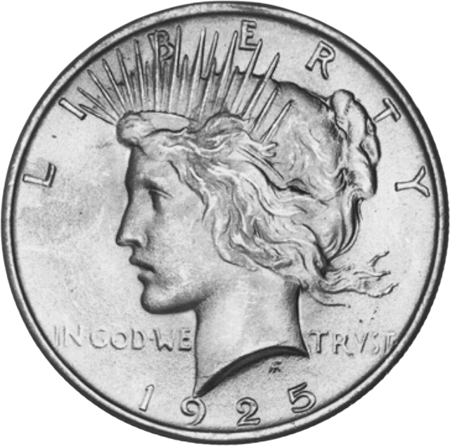 A 1923 silver Liberty coin with a profile of a woman's head.