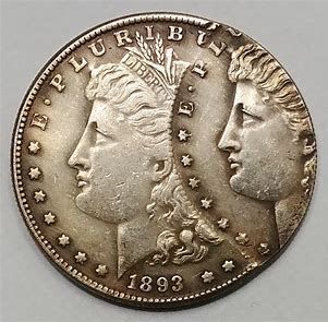 1893 silver coin with two profiles.