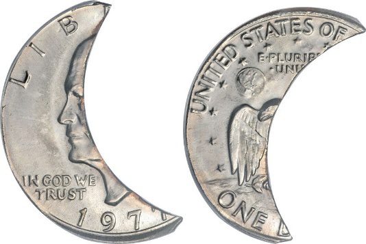 Crescent-shaped half dollar coin, 1971 design.