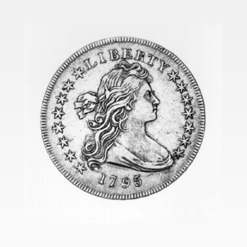 1795 Liberty coin with stars and profile.