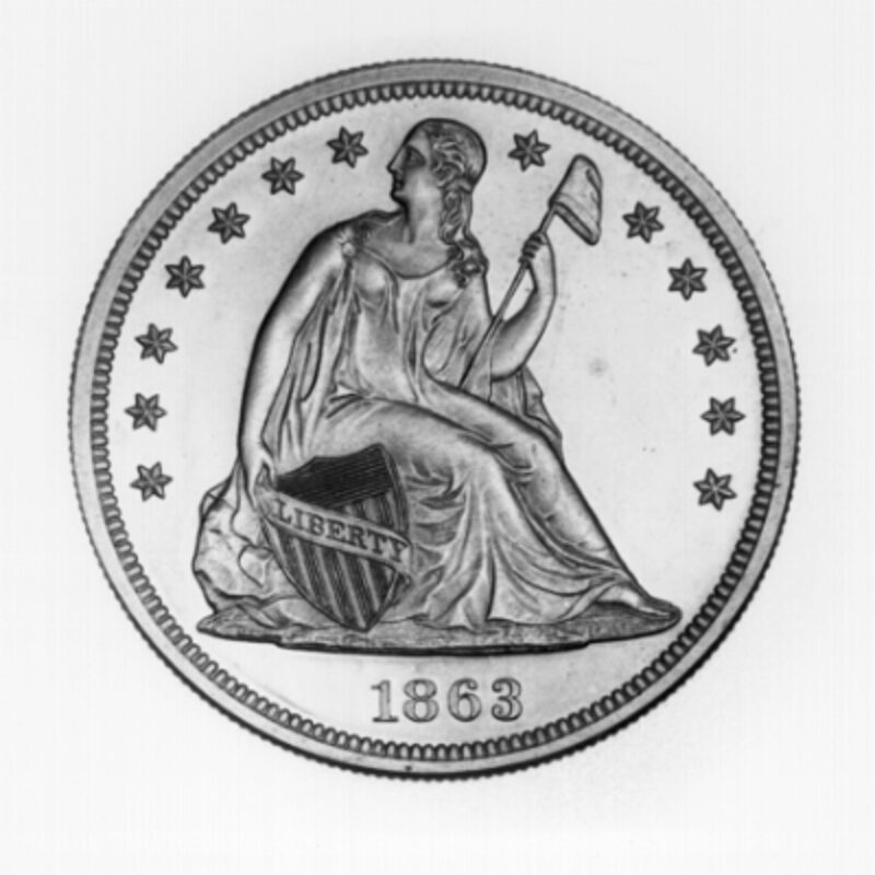 Seated Liberty coin from 1863.
