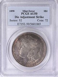 1898 coin with mint error certification.
