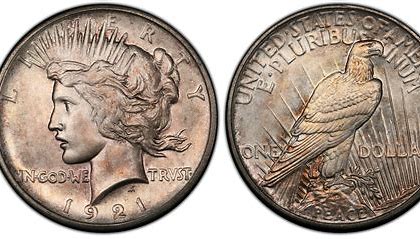 1921 Peace Dollar, obverse and reverse sides.