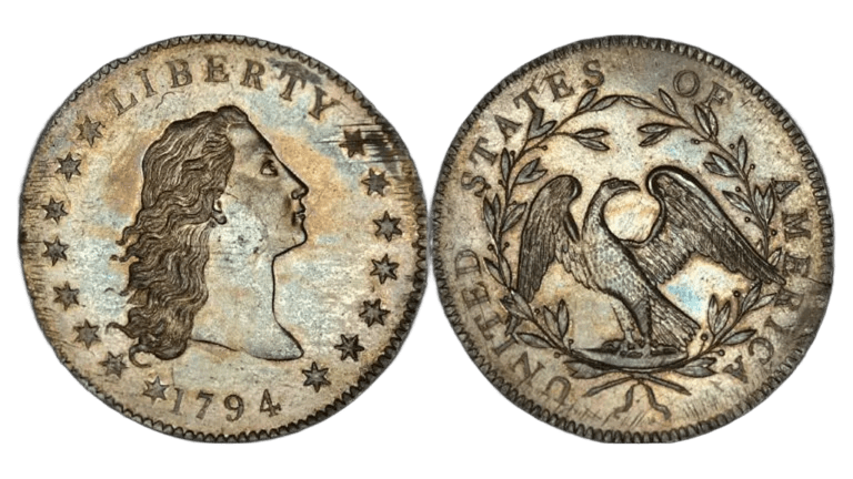 1794 Liberty Cap large cent coin with detailed profile and wreath design.