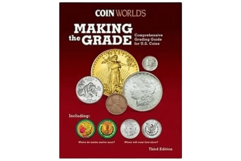 Cover of "Coin Worlds: Making the Grade" book featuring various coins.