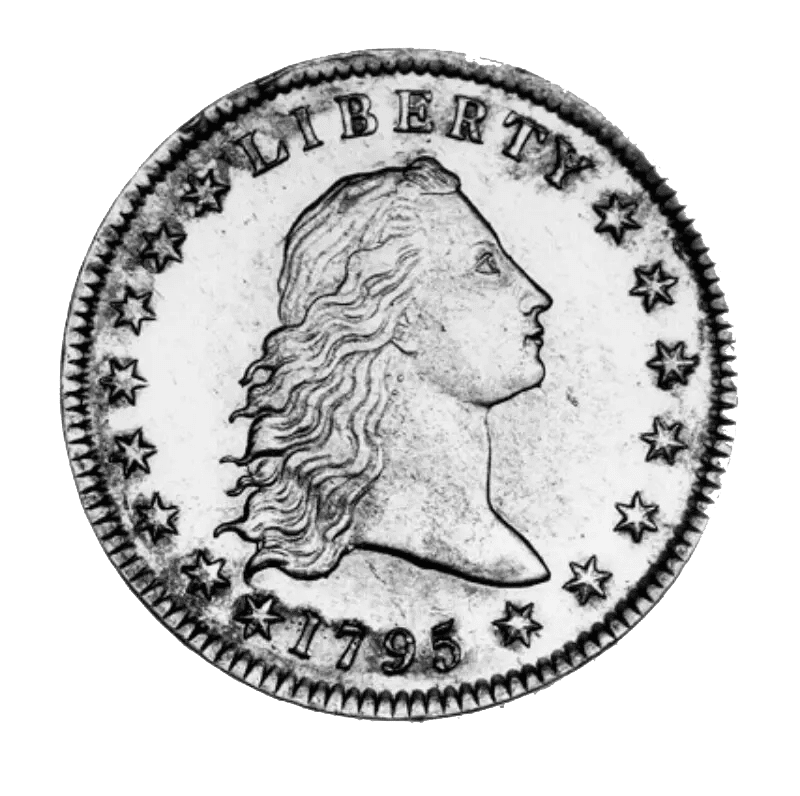 Silver coin with Liberty profile and 1795 date.