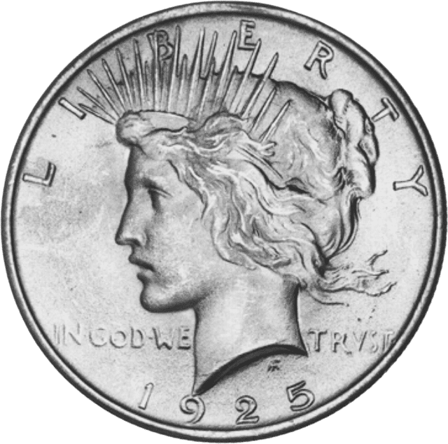 A 1923 silver Liberty coin with a profile of a woman's head.