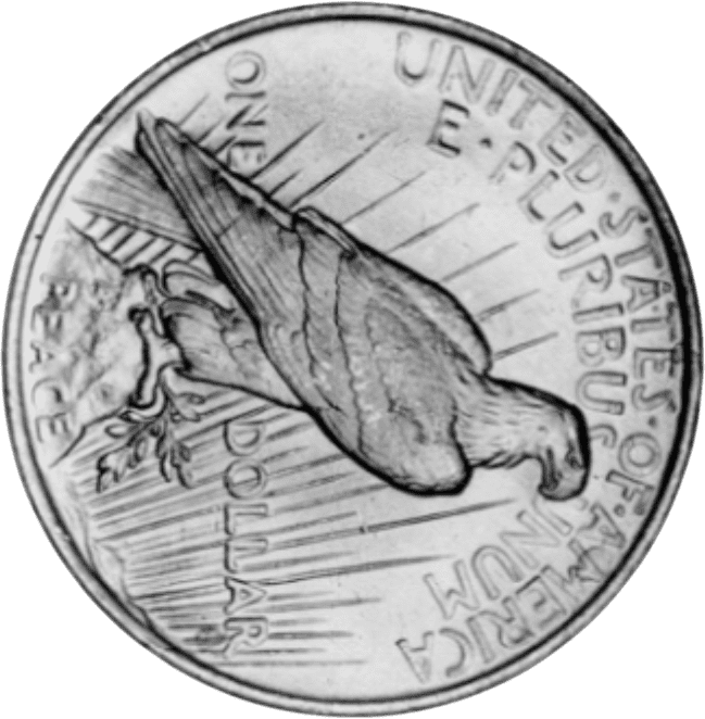 A close-up of a U.S. coin featuring a perched bird design.