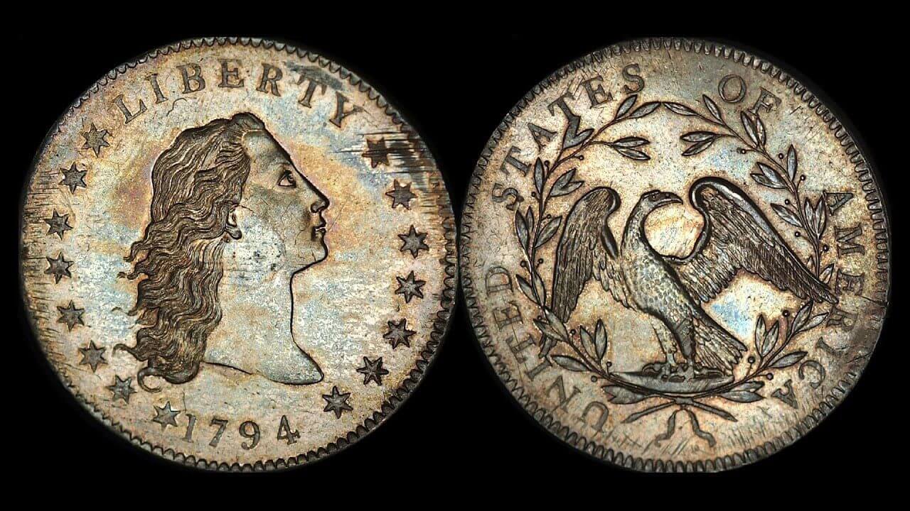 1794 Liberty Cap large cent coin with detailed eagle design.